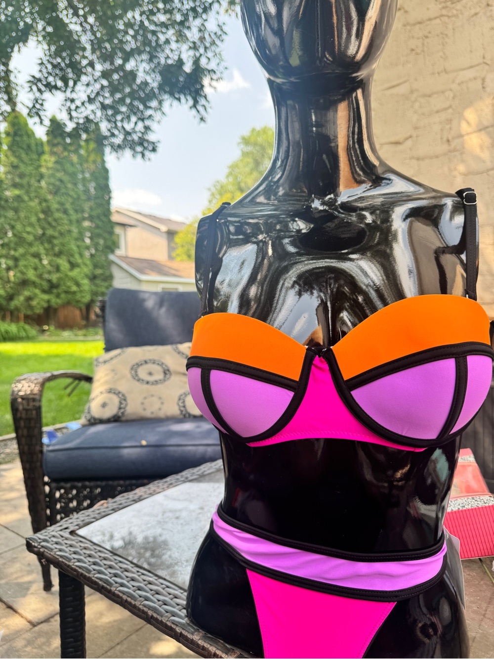 Retro style Orange Purple and Magenta Push-up Bikini